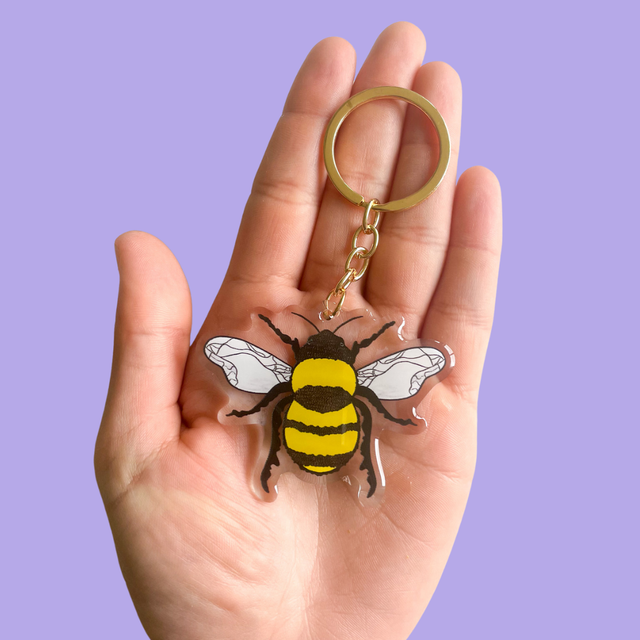 Personalized Name and Leaves Acrylic Keychain – Poppy and Honey Bee